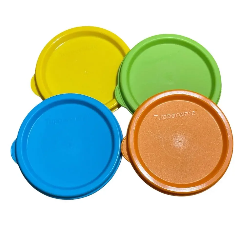 Tupperware NEW Set of 4 Round Plastic Snap Cup with Lids 4 ounce each
